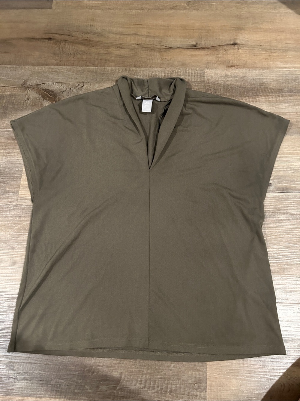H&M Olive Green Draped V-Neck Tunic Top